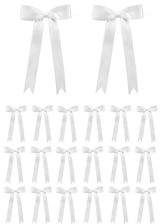 Sokfone 30Pcs Satin Ribbon White Bows 5x7 Inch Twist Tie Bow for Gift Wrapping Champagne Bottle Cake Treat Bag Craft DIY Gift Christmas Birthday Party Balloons & Garland Home Decor - Image 1